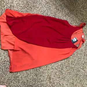 Red and orange satin dress